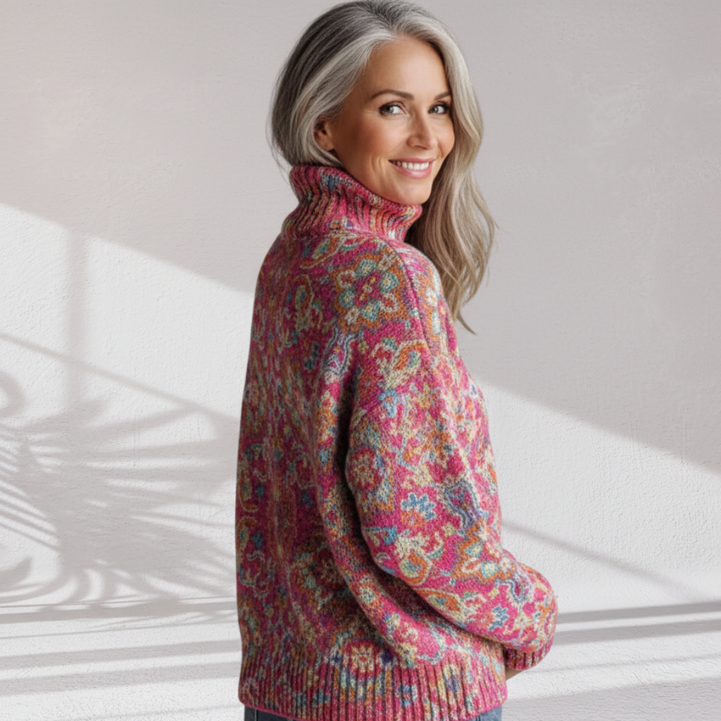 Floral Knit Turtleneck