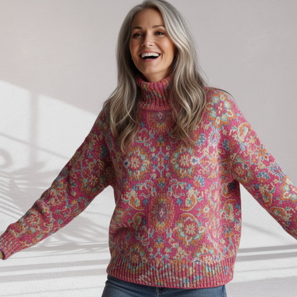 Floral Knit Turtleneck