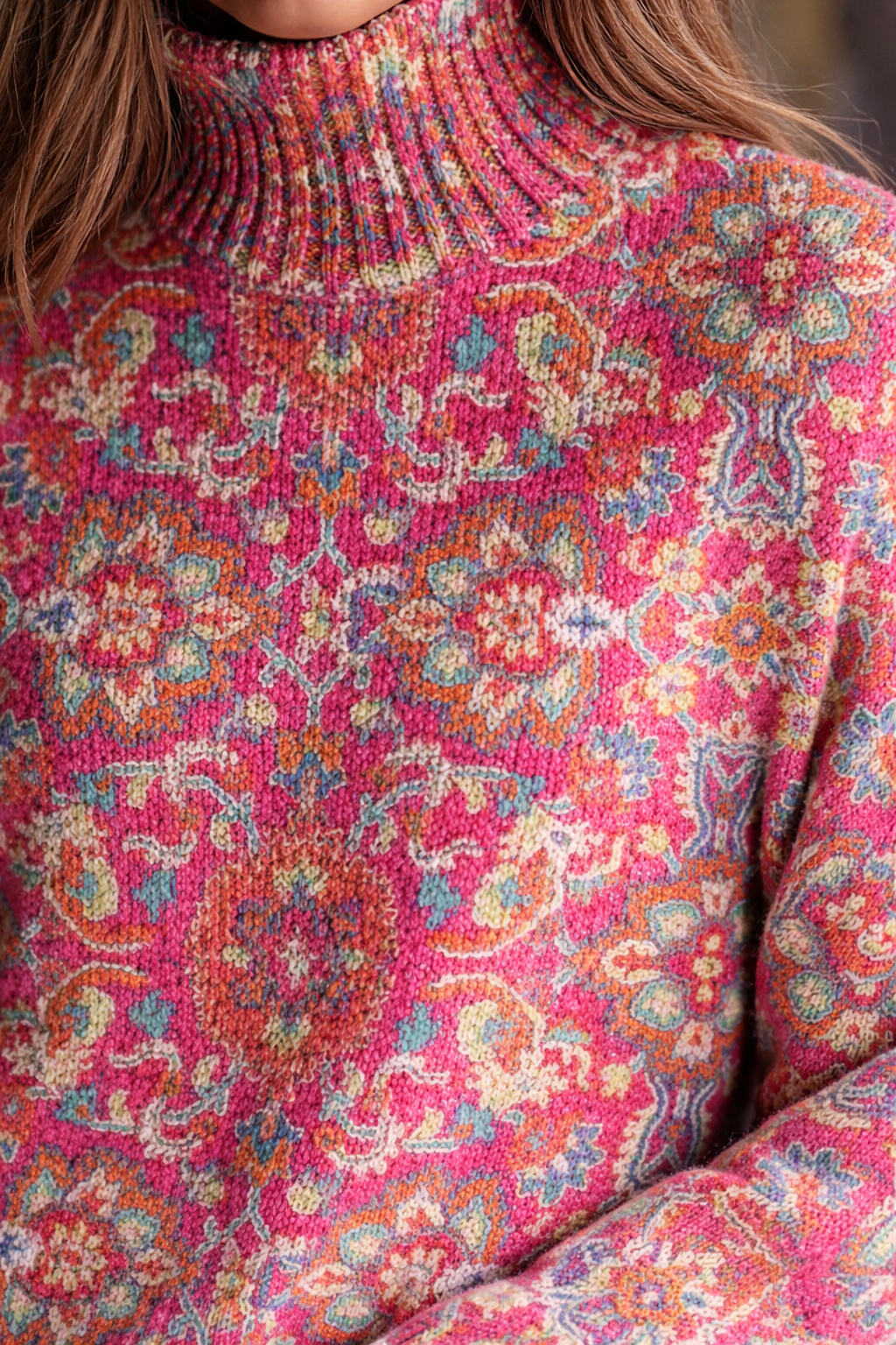 Floral Knit Turtleneck