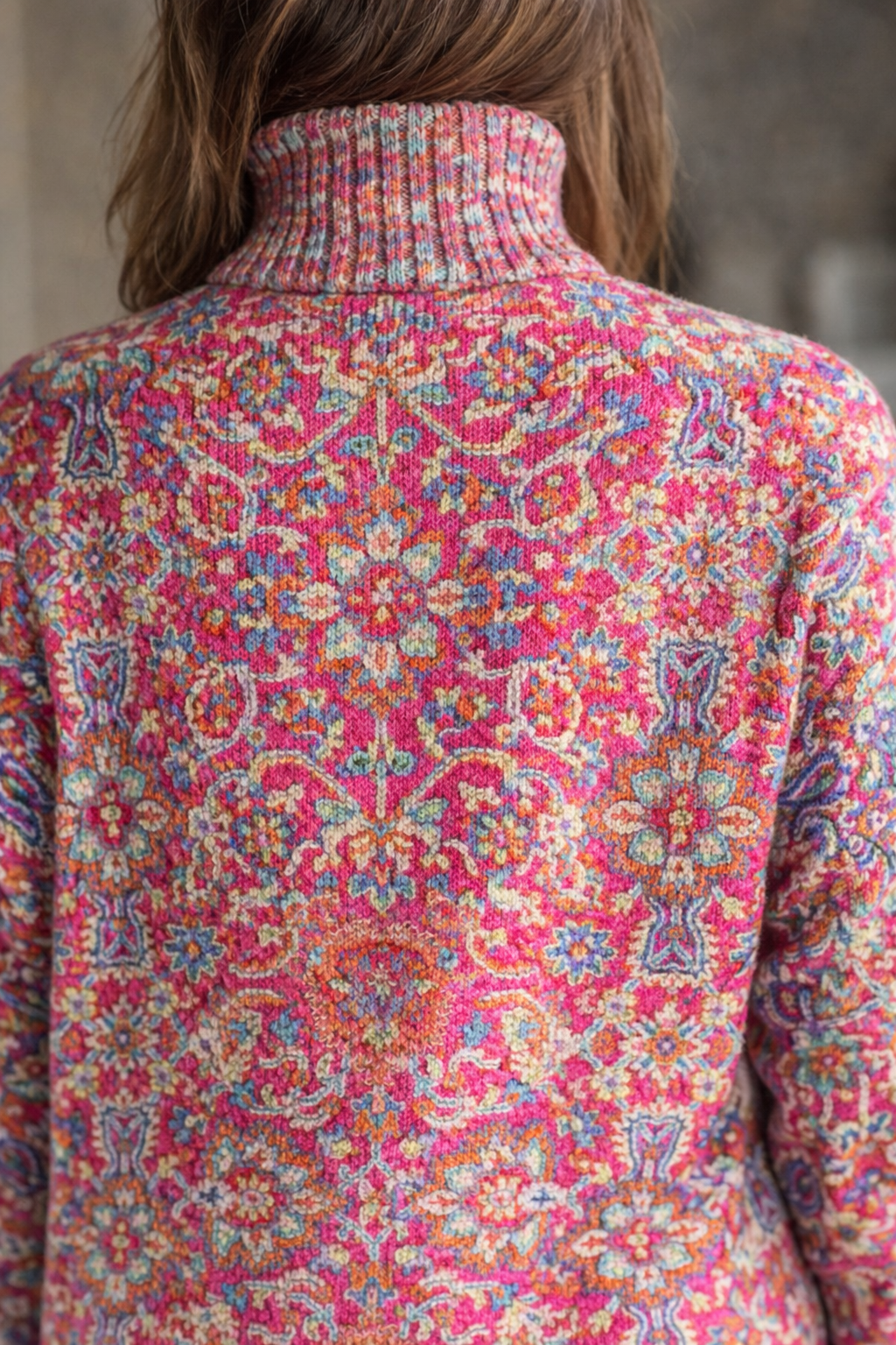 Floral Knit Turtleneck