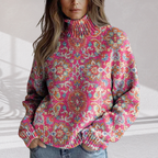 Floral Knit Turtleneck
