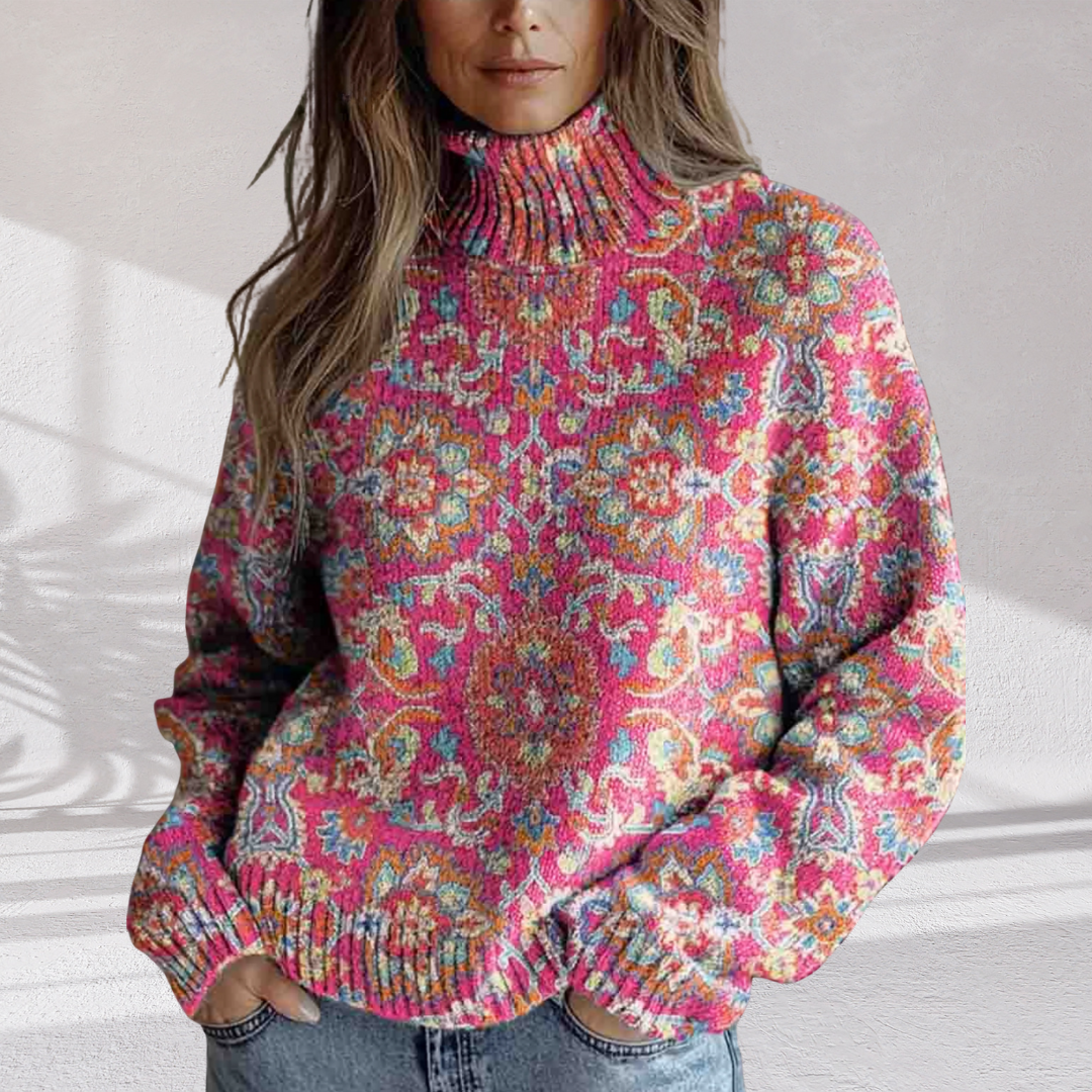 Floral Knit Turtleneck